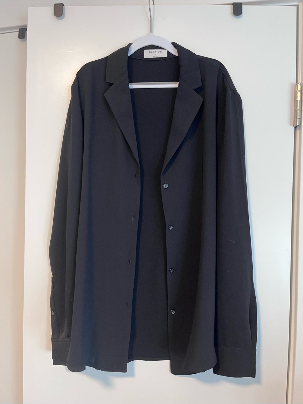 Babaton Black Drapey Button-Up Shirt Jacket